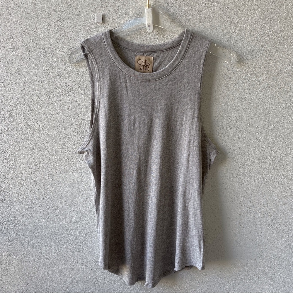 Chaser Heather‎ gray Size XL 100% Cotton Tank  top rounded hem Activewear